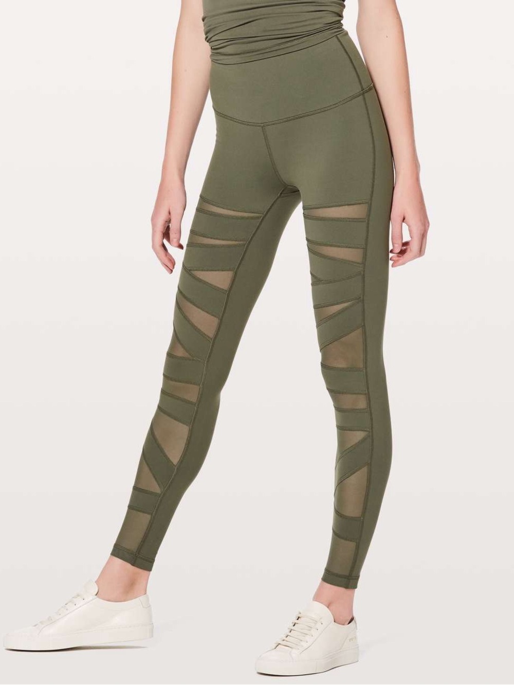 Lululemon Wunder Under Pant (Hi-Rise) *Tech Mesh 28" Sage size 8